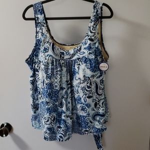 Side Tie Blouson Tankini Short Swim Set